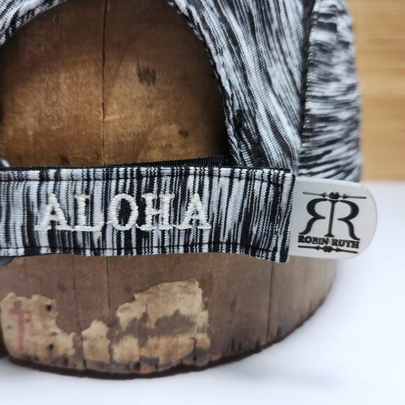 Robin Ruth Hawaii Aloha Hat Adjustable Black and White with Mesh Detail Around - Picture 4 of 7